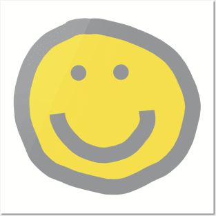 Illuminating Yellow Round Happy Face with Smile Posters and Art